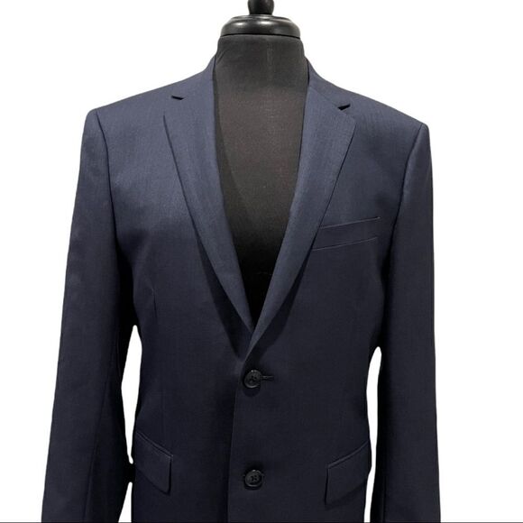 Theory Navy Wool Blend Two-Button Blazer Jacket Size 40R Men’s Suit Coat - Picture 2 of 15